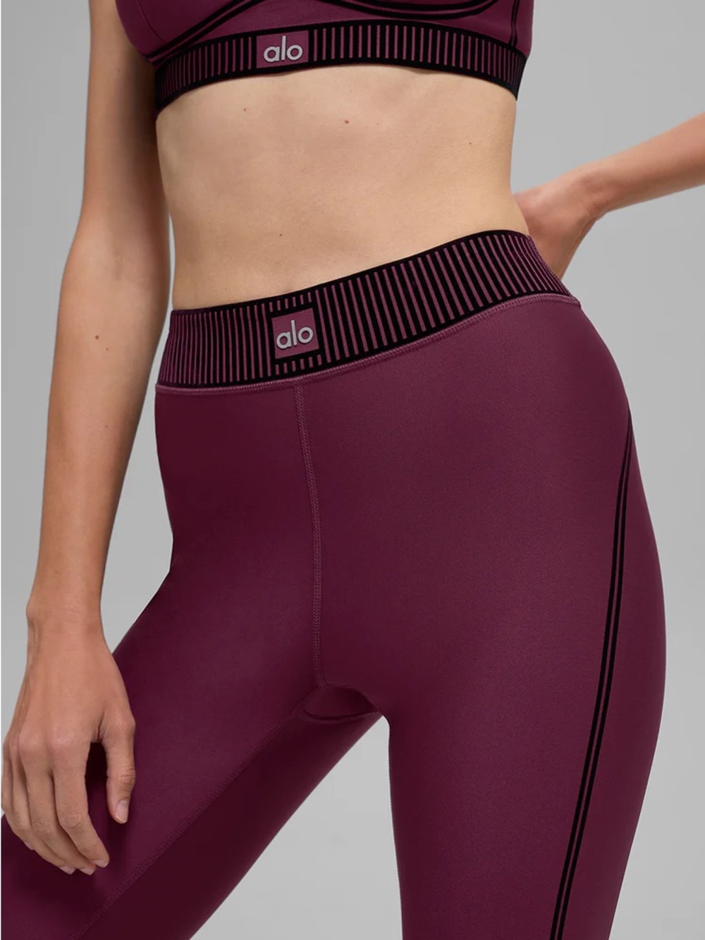 ALO Yoga Burgundy High-Waist Leggings and Bra Set